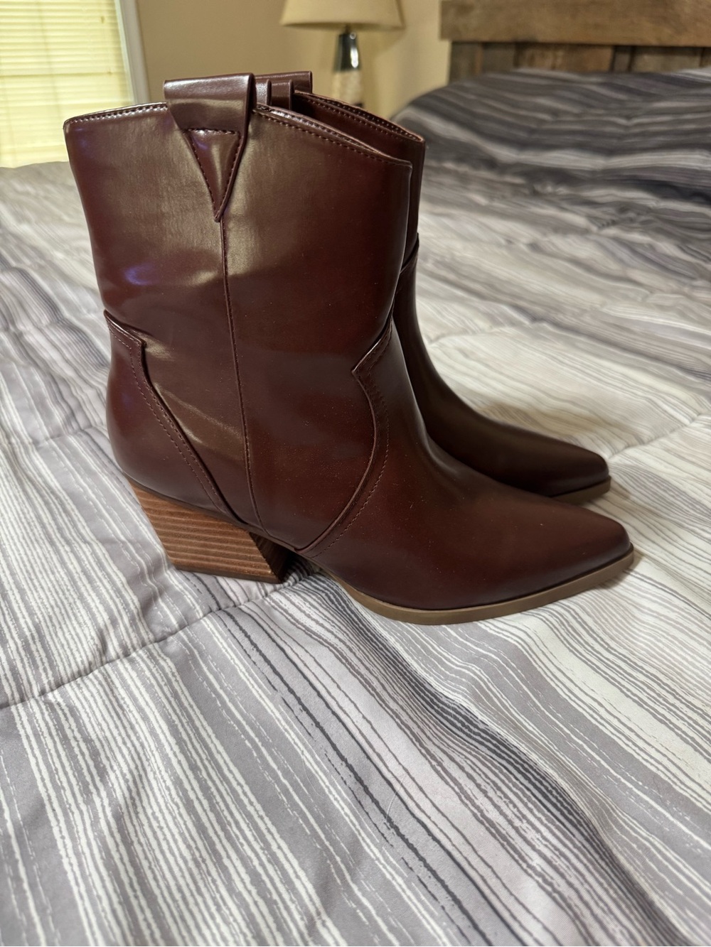 Women's Dark Brown Pointed Toe Western Ankle Booties
